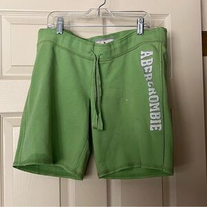Abercrombie & Fitch Y2K Women's L Knit Athletic Lime Green Shorts with Logo